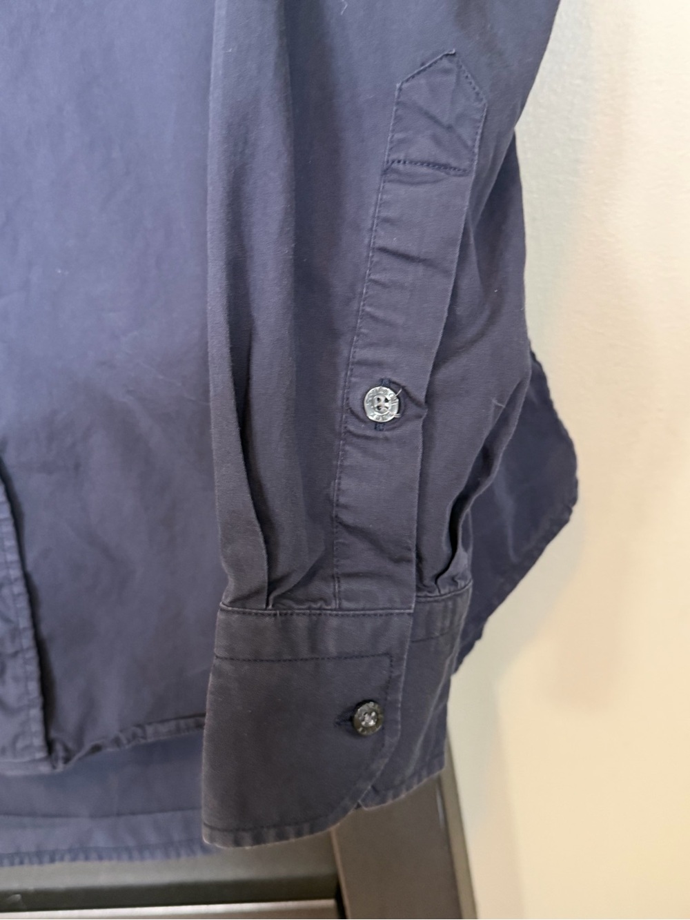 Teddy Stratford Zip Fit Shirt Men’s S Size 1 Navy Blue Cotton Button Down - Picture 4 of 7